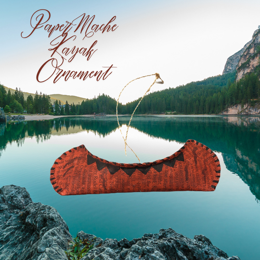 Cody Foster Canoe Ornament Red Paper Mache 5" Long Lake Decor
